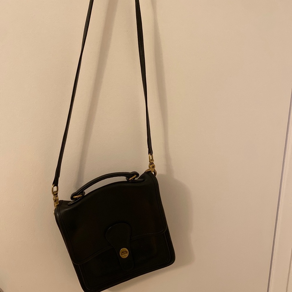 Vintage coach black leather cross body bag